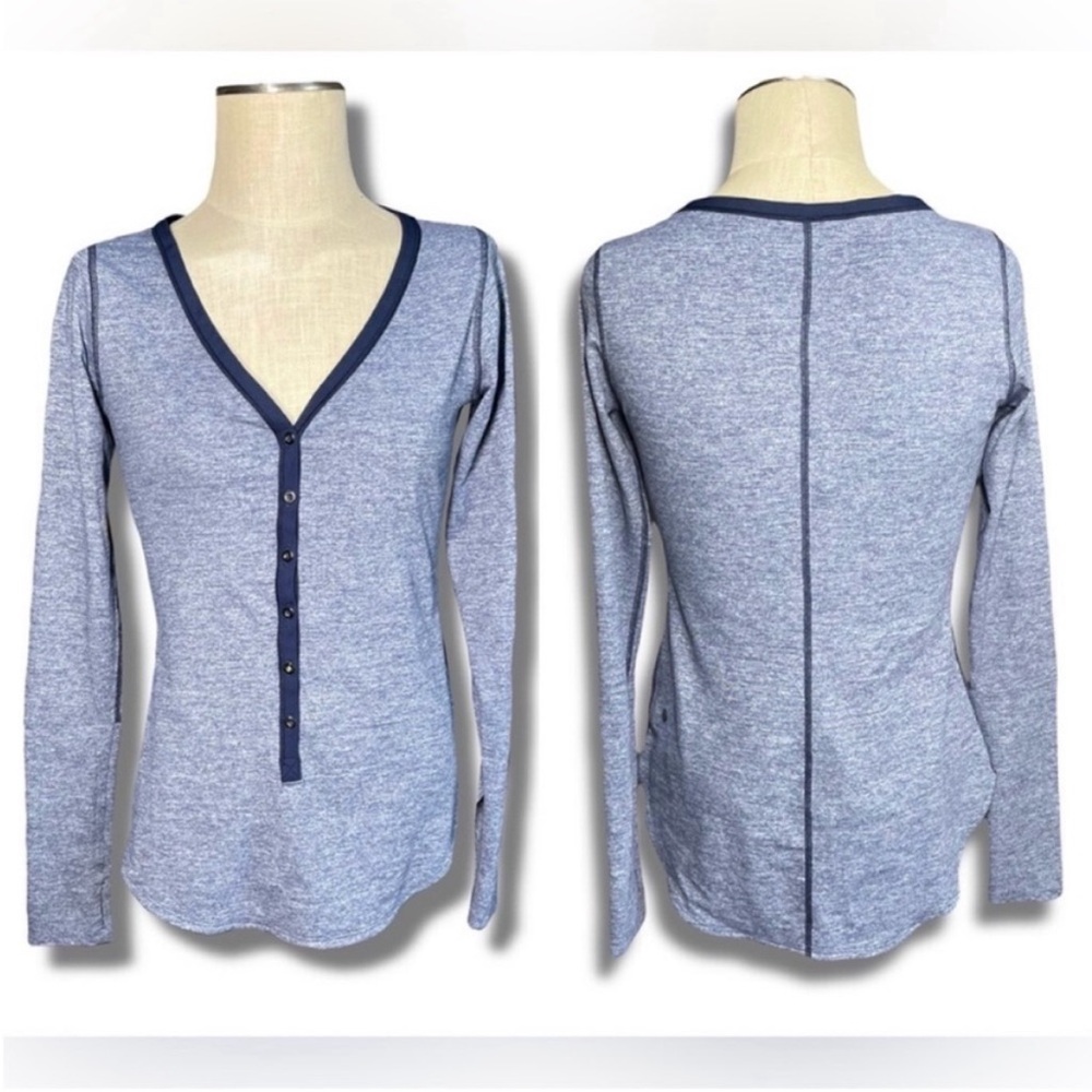 Lululemon Awesoma Henley Long Sleeve In Heathered Inkwell